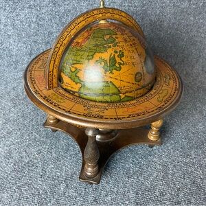 Vintage Italian Globe with Astrology Zodiac Wood